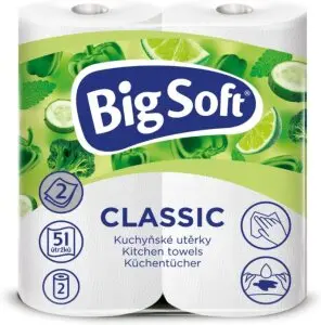 Big Soft Classic 2vrstvé kuchyňské papírové utěrky, 2× 51 útržků, 2 role
